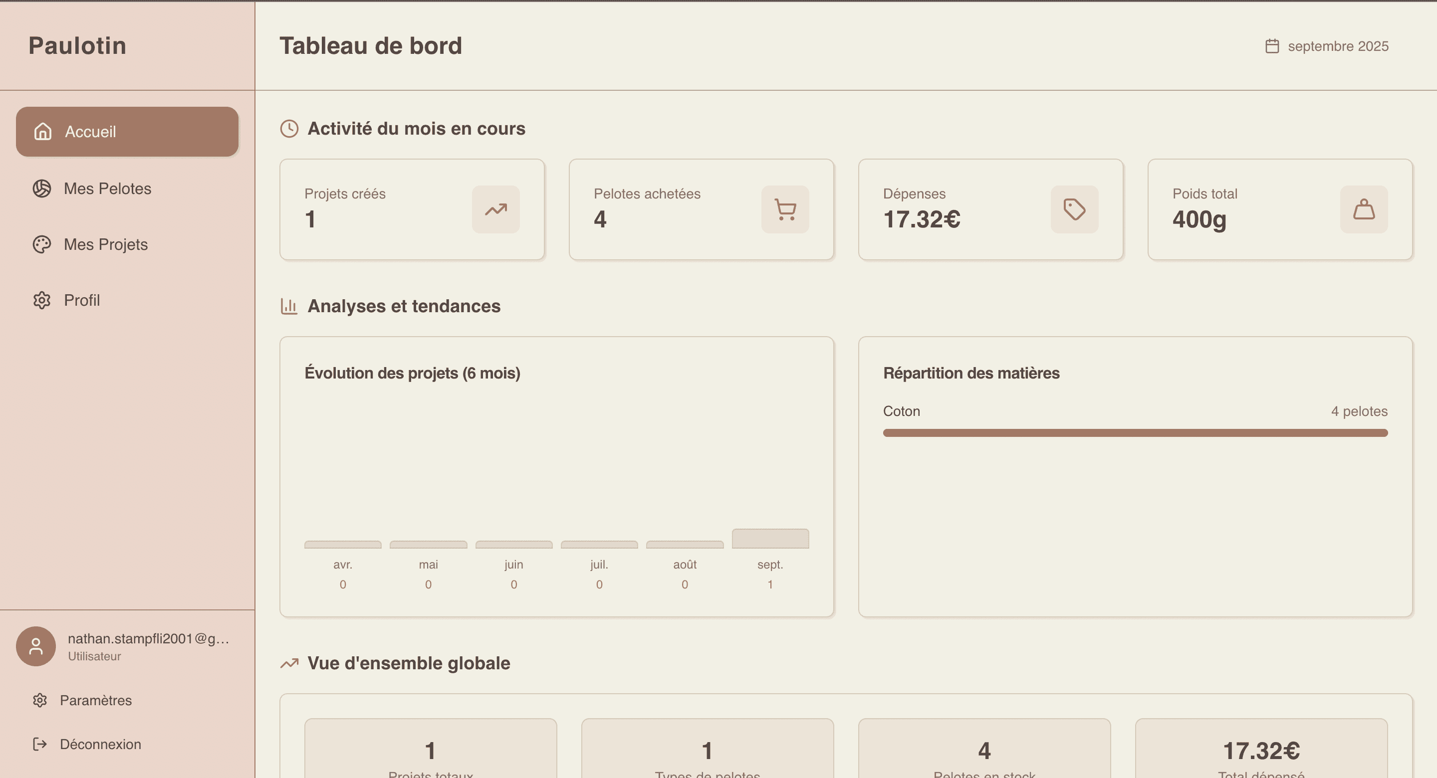 Paulotin Dashboard - Projet développé par Nathan STAMPFLI